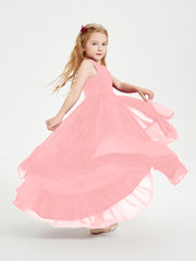 Boho Junior Bridesmaid Dresses Cascading Skirt Flamingo