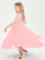 Boho Junior Bridesmaid Dresses Cascading Skirt Flamingo