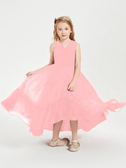 Boho Junior Bridesmaid Dresses Cascading Skirt Flamingo