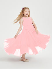Boho Junior Bridesmaid Dresses Cascading Skirt Flamingo