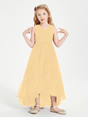 Boho Junior Bridesmaid Dresses Cascading Skirt Gold