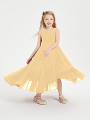 Boho Junior Bridesmaid Dresses Cascading Skirt Gold