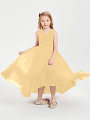 Boho Junior Bridesmaid Dresses Cascading Skirt Gold