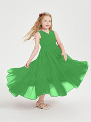 Boho Junior Bridesmaid Dresses Cascading Skirt Green