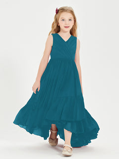 Boho Junior Bridesmaid Dresses Cascading Skirt Ink Blue