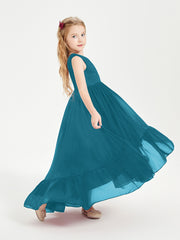 Boho Junior Bridesmaid Dresses Cascading Skirt Ink Blue