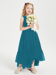 Boho Junior Bridesmaid Dresses Cascading Skirt Ink Blue