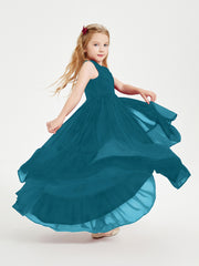 Boho Junior Bridesmaid Dresses Cascading Skirt Ink Blue