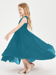 Boho Junior Bridesmaid Dresses Cascading Skirt Ink Blue