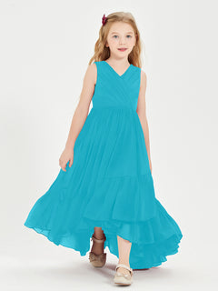 Boho Junior Bridesmaid Dresses Cascading Skirt Jade