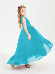 Boho Junior Bridesmaid Dresses Cascading Skirt Jade
