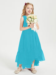 Boho Junior Bridesmaid Dresses Cascading Skirt Jade