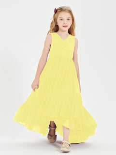 Boho Junior Bridesmaid Dresses Cascading Skirt Lemon