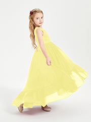 Boho Junior Bridesmaid Dresses Cascading Skirt Lemon