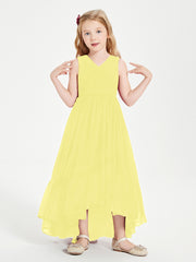 Boho Junior Bridesmaid Dresses Cascading Skirt Lemon