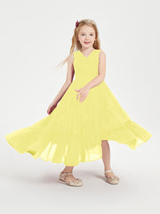 Boho Junior Bridesmaid Dresses Cascading Skirt Lemon
