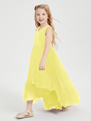 Boho Junior Bridesmaid Dresses Cascading Skirt Lemon