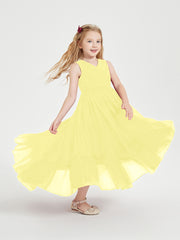 Boho Junior Bridesmaid Dresses Cascading Skirt Lemon