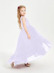 Boho Junior Bridesmaid Dresses Cascading Skirt Lilac
