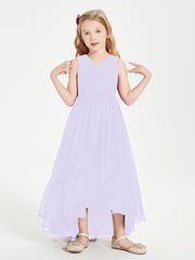 Boho Junior Bridesmaid Dresses Cascading Skirt Lilac