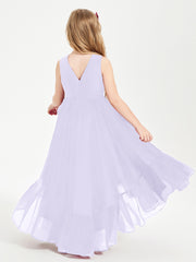 Boho Junior Bridesmaid Dresses Cascading Skirt Lilac