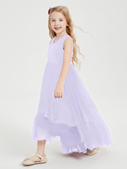 Boho Junior Bridesmaid Dresses Cascading Skirt Lilac