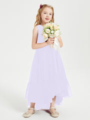 Boho Junior Bridesmaid Dresses Cascading Skirt Lilac