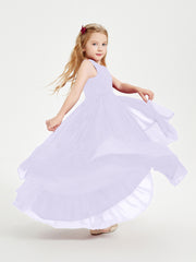 Boho Junior Bridesmaid Dresses Cascading Skirt Lilac