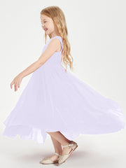 Boho Junior Bridesmaid Dresses Cascading Skirt Lilac