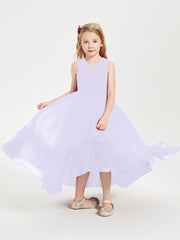 Boho Junior Bridesmaid Dresses Cascading Skirt Lilac