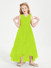 Boho Junior Bridesmaid Dresses Cascading Skirt Lime Green