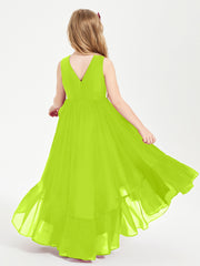 Boho Junior Bridesmaid Dresses Cascading Skirt Lime Green