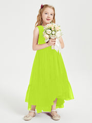 Boho Junior Bridesmaid Dresses Cascading Skirt Lime Green