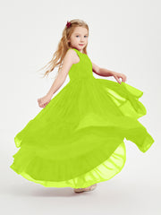Boho Junior Bridesmaid Dresses Cascading Skirt Lime Green