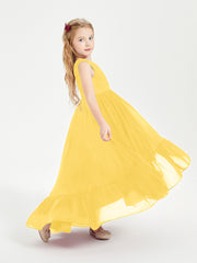 Boho Junior Bridesmaid Dresses Cascading Skirt Marigold