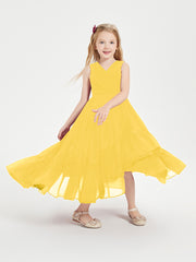 Boho Junior Bridesmaid Dresses Cascading Skirt Marigold