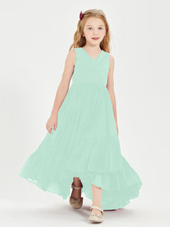 Boho Junior Bridesmaid Dresses Cascading Skirt Mint Green