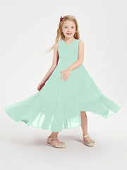 Boho Junior Bridesmaid Dresses Cascading Skirt Mint Green
