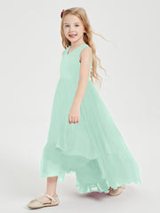 Boho Junior Bridesmaid Dresses Cascading Skirt Mint Green