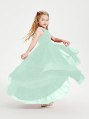 Boho Junior Bridesmaid Dresses Cascading Skirt Mint Green
