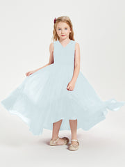 Boho Junior Bridesmaid Dresses Cascading Skirt Mist