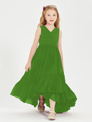 Boho Junior Bridesmaid Dresses Cascading Skirt Moss
