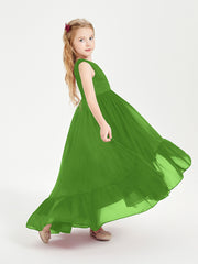 Boho Junior Bridesmaid Dresses Cascading Skirt Moss