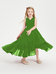 Boho Junior Bridesmaid Dresses Cascading Skirt Moss