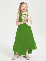 Boho Junior Bridesmaid Dresses Cascading Skirt Moss