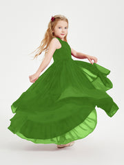 Boho Junior Bridesmaid Dresses Cascading Skirt Moss