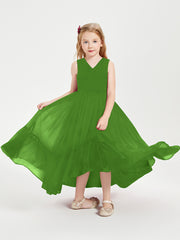 Boho Junior Bridesmaid Dresses Cascading Skirt Moss