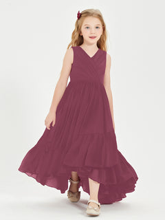 Boho Junior Bridesmaid Dresses Cascading Skirt Mulberry