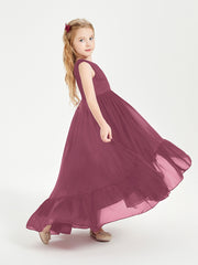 Boho Junior Bridesmaid Dresses Cascading Skirt Mulberry