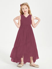 Boho Junior Bridesmaid Dresses Cascading Skirt Mulberry